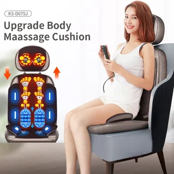 Image JinKaiRui Electric Neck Back Body Household Massager Vibrate Cervical Malaxation Device Infrared Heating Massage Pillow Chair