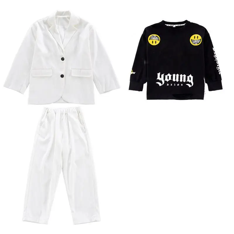 Traje de Hip Hop para niños, chaqueta holgada para niñas, pantalones de baile callejero, conjuntos de ropa, pantalones de chándal para niños, ropa de calle para adolescentes, camiseta sin mangas de Jazz para niños