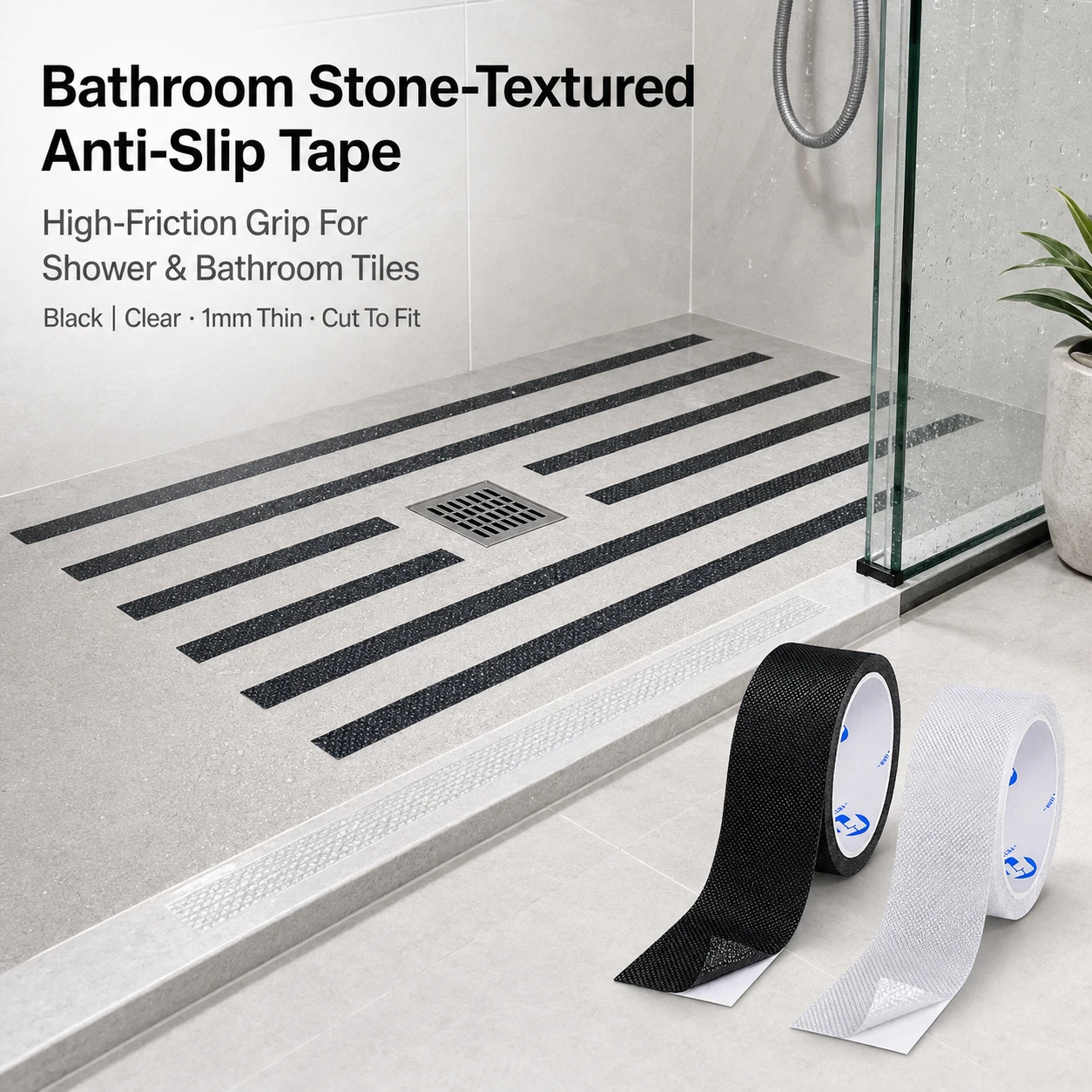 Anti-Slip Tape for Shower and Bathroom Floors Self-Adhesive Diamond Texture Grip Strip Shower Anti Slip Tape Floor Grip Tape