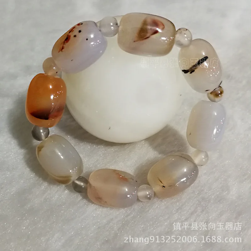 Aquatic Pattern , Unisex Red Flower Agate Bracelet