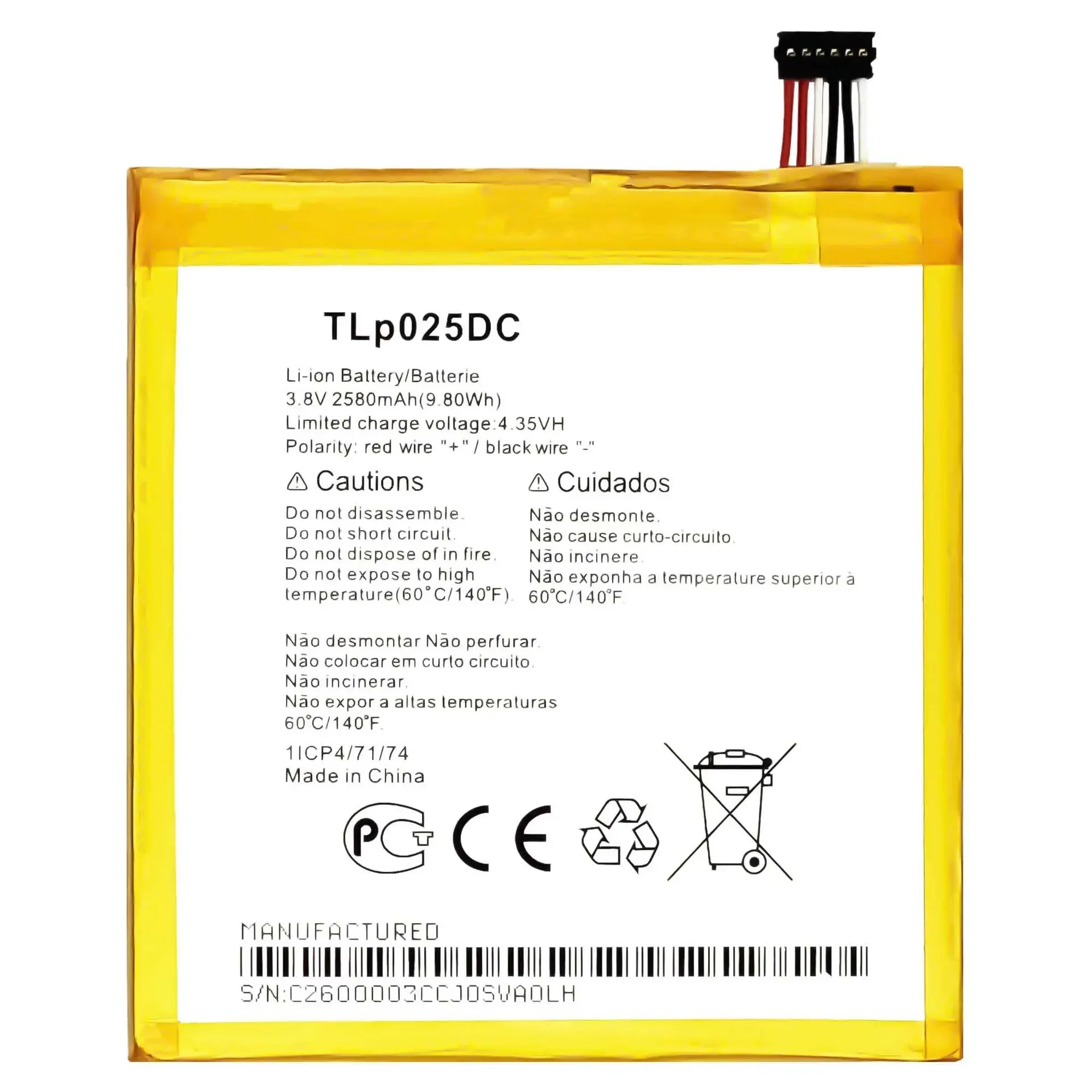 TLp025DC High Quality Replacement Battery For Alcatel Pixi 4 6.0 OT-8050 8050E 8050D 9001 9001X 50980 Latest Batteries