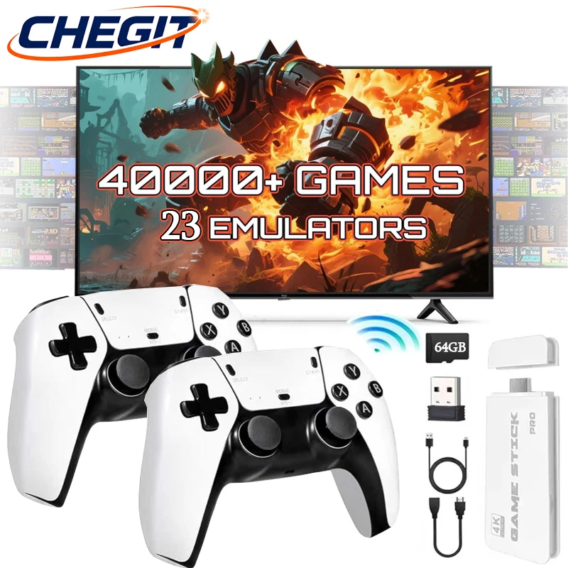 M15 4k pro game stick 64g console 2.4g double 40000 video game wireless 4k controller retro game TV stick classic games retro