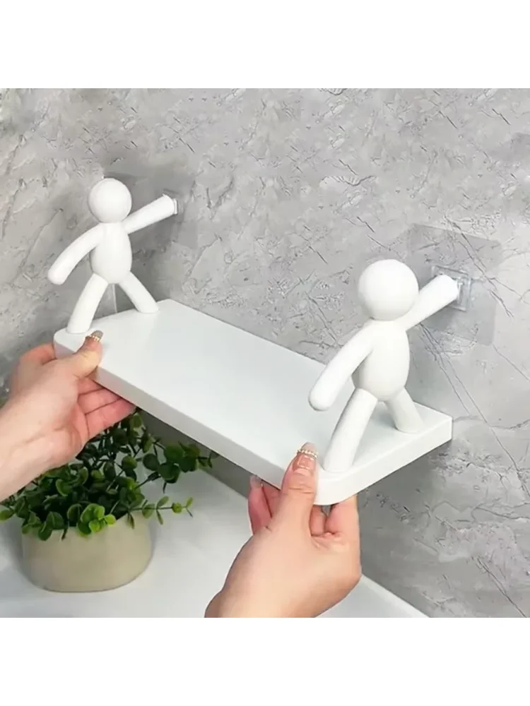 1PC 2PCS Self-adhesive Tape Buckle Holder Bathroom Shampoo Storage Racks Plastic Shelf Storage Organization Shelves Support