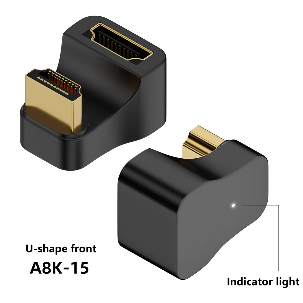 HDMI-compatible Adapter Male To Female Converter UHD2.1 8K 60Hz 4K 120Hz 48Gbps with Indicator Light Same Screen/Expansion