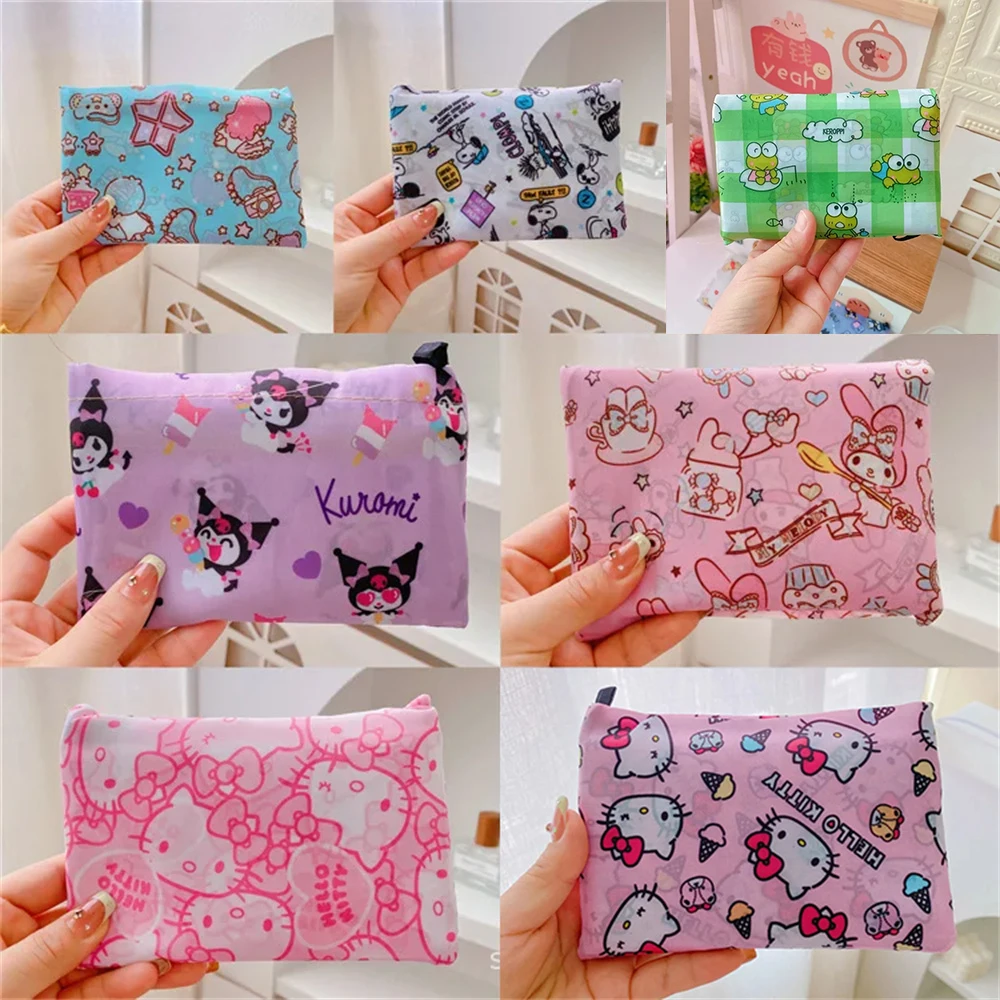 Kawaii Sanrio Hello Kitty boodschappentas Leuke Cartoon Kuromi Draagbare Waterdichte Grote Capaciteit Opvouwbare Supermarkt Schoudertassen