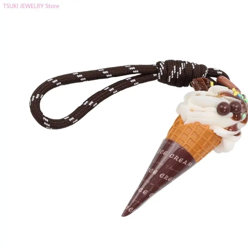 62KE Delicious Looking Ice Cream Chain Decors Creative Hanging Piece For Bags