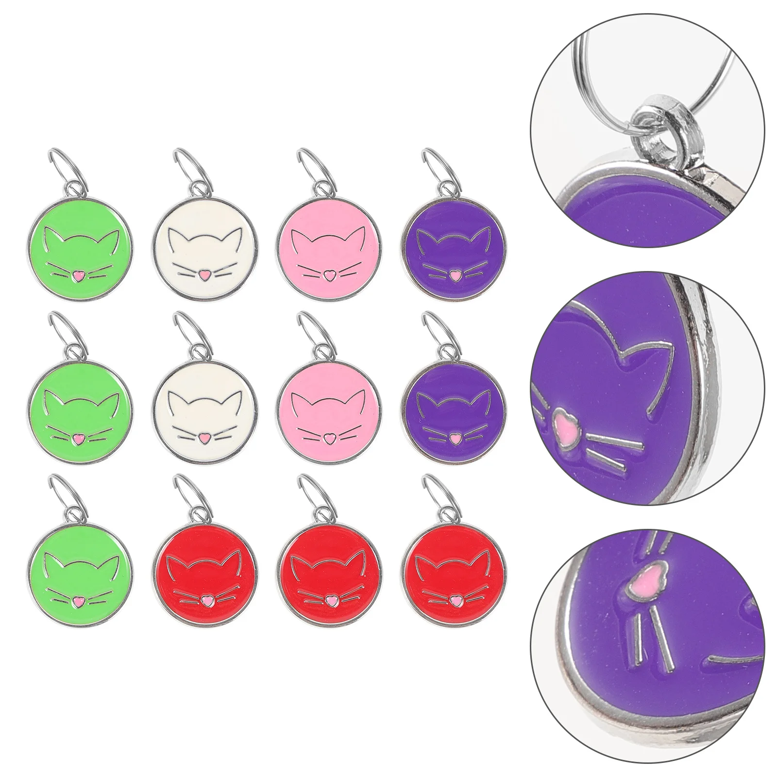 

12Pcs Pet Id Tags Stainless Steel Durable Round Cat Tags Engraved Name Puppy Collar Anti-Lost Pet Supplies Cat Tag