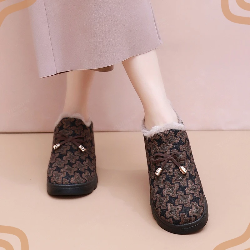 Winter New Women's Shoes High Quality Plush Casual Shoes for Woman Comfortable Warm Cotton Shoe Designer Shoes Zapatos De Mujer