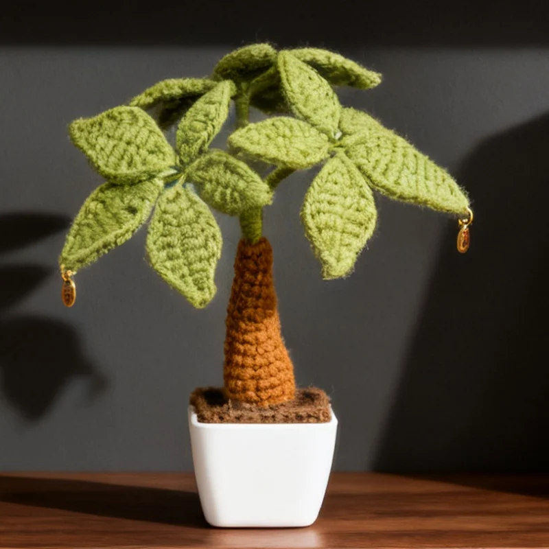 ต้นไม้เงินถักโครเชต์ทำมือในกระถาง ต้นไม้ประดิษฐ์แบบถักสำเร็จรูป ช่อดอกไม้ตกแต่งบ้าน ของตกแต่งโต๊ะทำงาน ของขวัญคริสต์มาส ของขวัญรับปริญญา