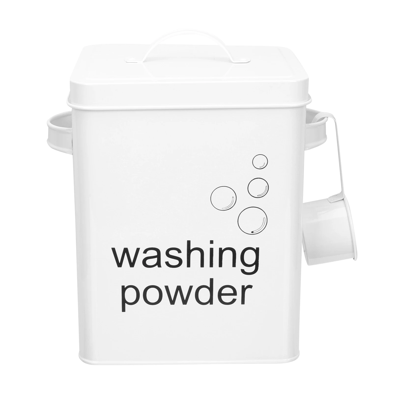 

Lidded Iron Laundry Detergent Bucket Washing Powder Storage Container Holder Scoop Sturdy Durable Strong Bearing Capacity Easy
