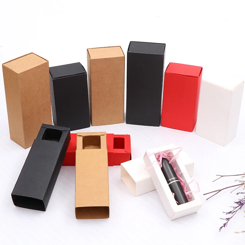 

50pcs - Drawer Type Kraft Paper Gift Box White/Black/Red Handmade Soap Lipstick Packaging Small Boxes