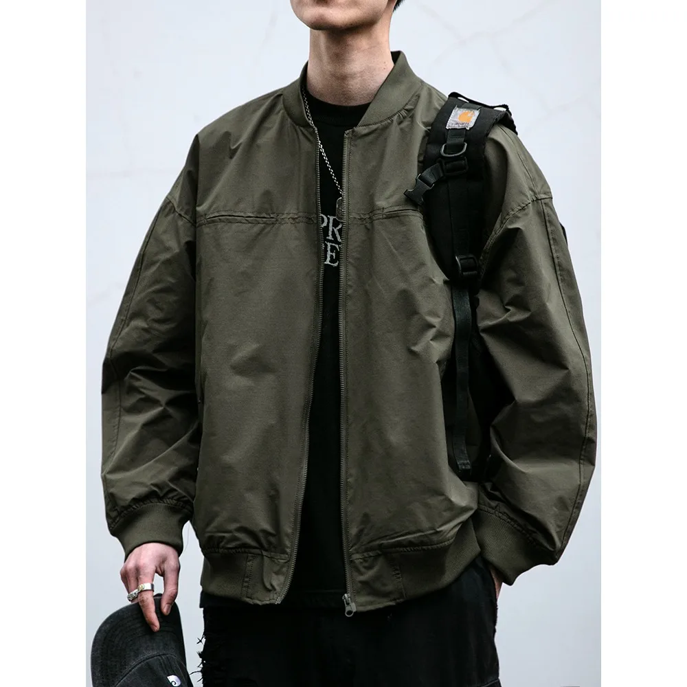 

Loose Fit Baseball Collar Flight Jaet Men's Spring Autumn Outdoor Versatile Workwear Windproof Durable Polyester Fabric