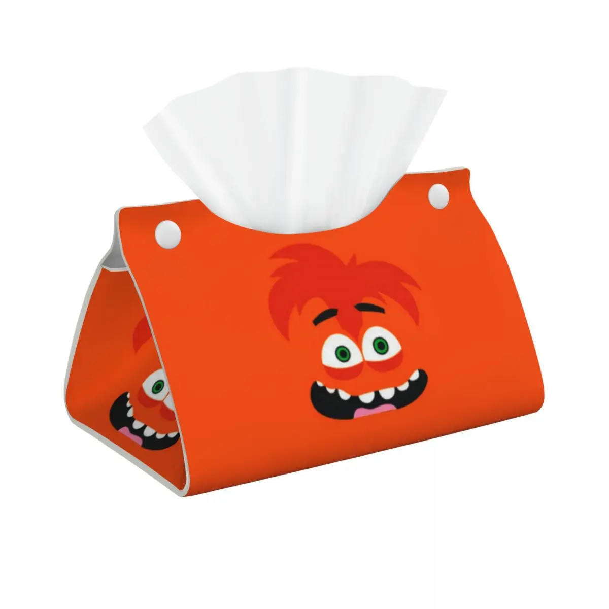 Custom Inside Out Anxiety Tissue Box Cover for Bathroom Toilet Cartoon PU Leather Rectangular Facial Tissue Box Holder