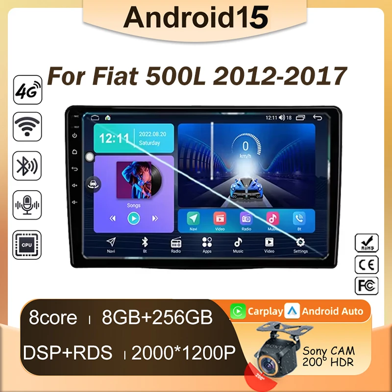 

Car Radio For Fiat 500L 2012 - 2017 Carplay Android Auto Video Player Multimedia Stereo GPS Navigation 4G WIFI Screen 2Din DVD