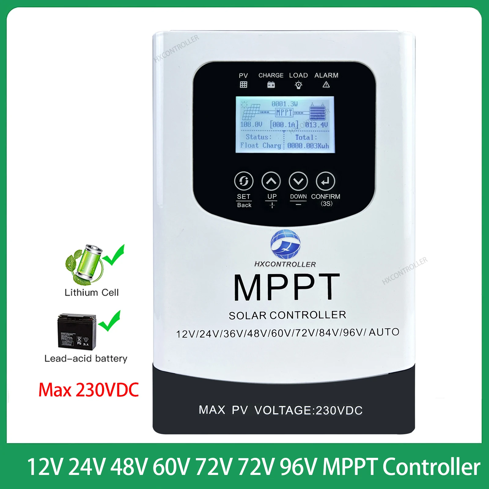 

MPPT 30-80A Solar Charge Controller 230VDC VOC PV System Charging Regulator Support WIFI For 12V 24V 48V 60V 72V 96V Battery