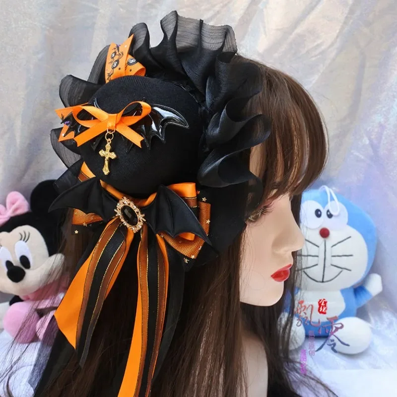 MAGOGO Lolita Halloween Pumpkin Color Hair Accessories KC Headband Diablo Deviruchi Bat Wings Hair Clips Women Small Hat Hairpin