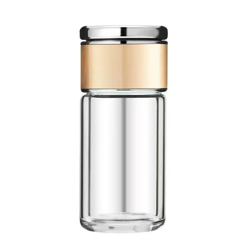 جديد زجاجة ماء الشاي عالية البورسليكات الزجاج طبقة مزدوجة الشاي كوب ماء Infuser بهلوان درينكوير زجاجة ماء مع فلتر الشاي