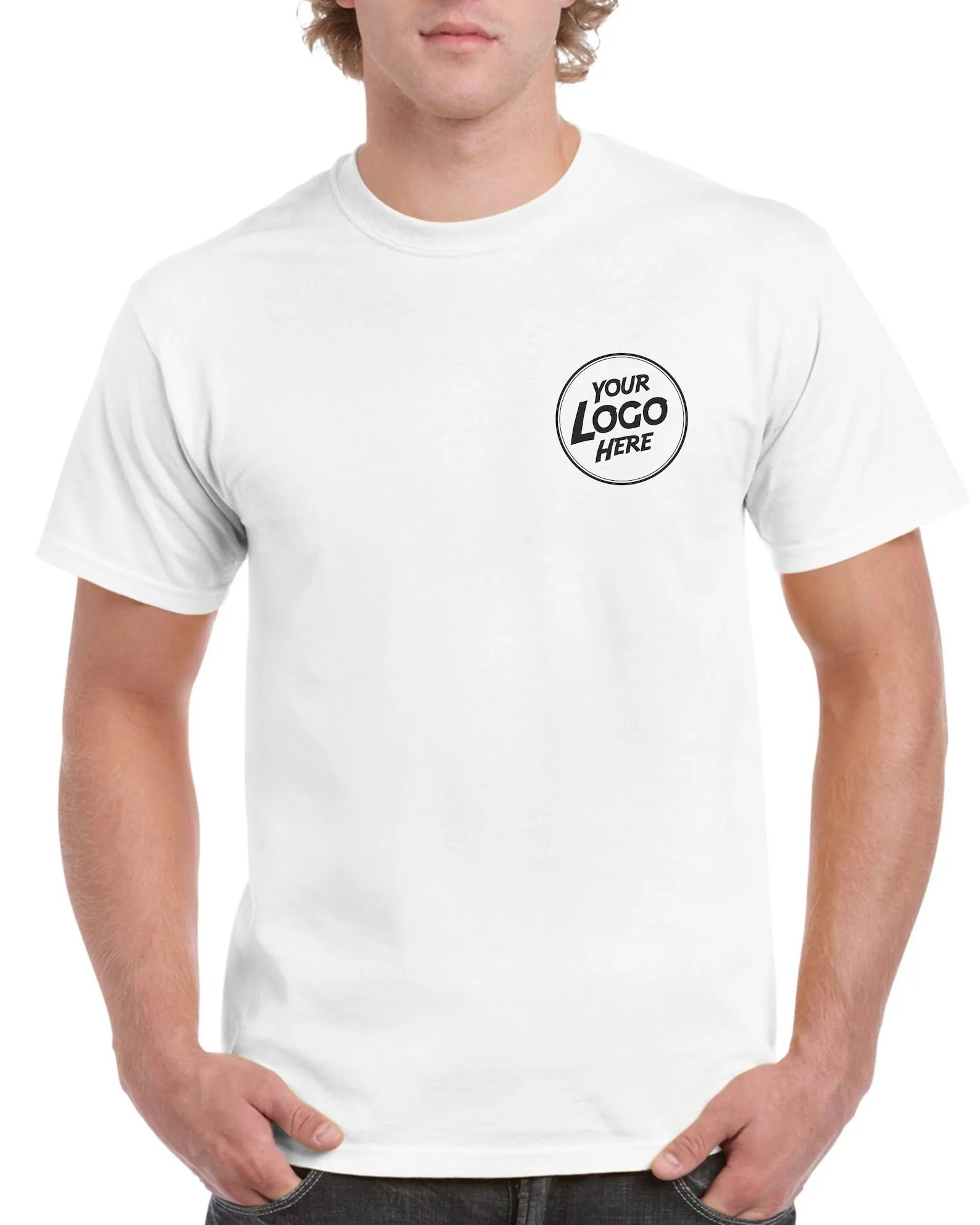 

Mens Short Sleeve T-Shirt with Custom Personalise Logo Text Business Team Cotton Tee Choose Your Own Work Wear Cotton Tops