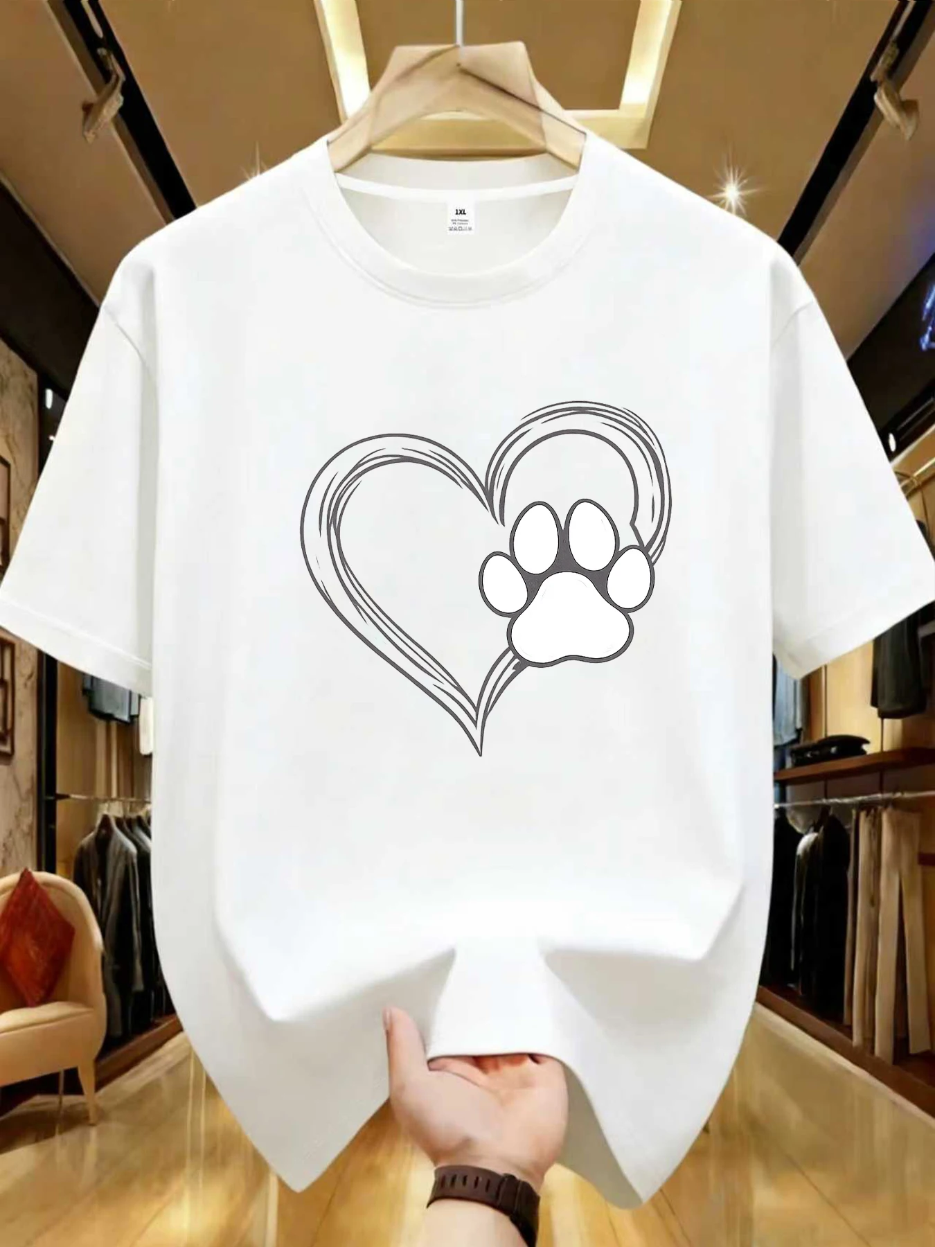 

【WDS01481】Креативная женская футболка больших размеров с принтом в форме сердца, с круглым вырезом, летняя, повседневная, с короткими рукавами, в уличном стиле, универсальная.