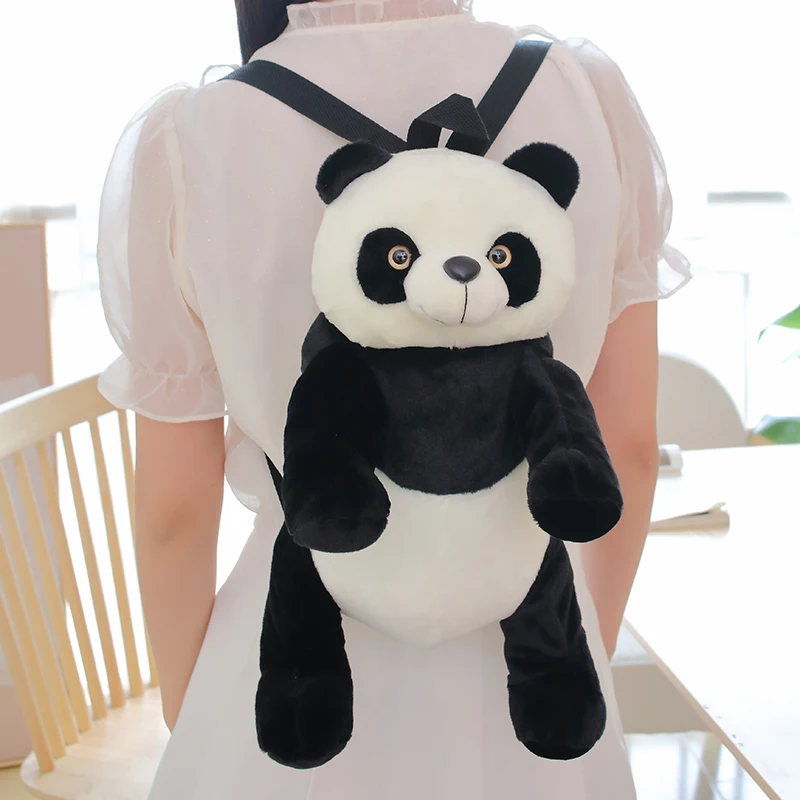 Nueva mochila de felpa de Panda, juguete de peluche de Panda bonito de dibujos animados, bolso de hombro de Animal relleno suave, regalos de cumpleaños