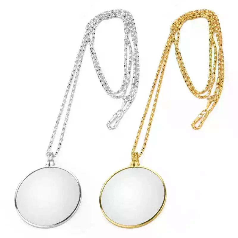 5X Magnifying Glass Reading Glasses With Chain Portable Optical Jewelry Magnifier Pendant Neckglasses Monocle Gift