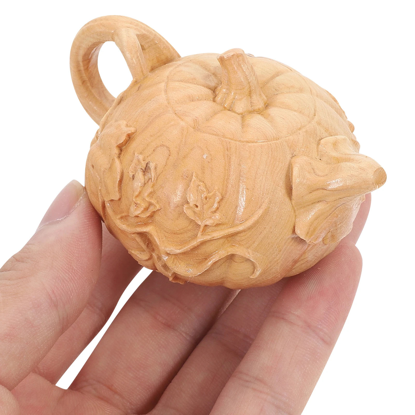 

Wooden Carving Pumpkin Kettle Statue Realistic Model Decor Craft Figure Sculpture Home Garden Office nament Delicate Decoration