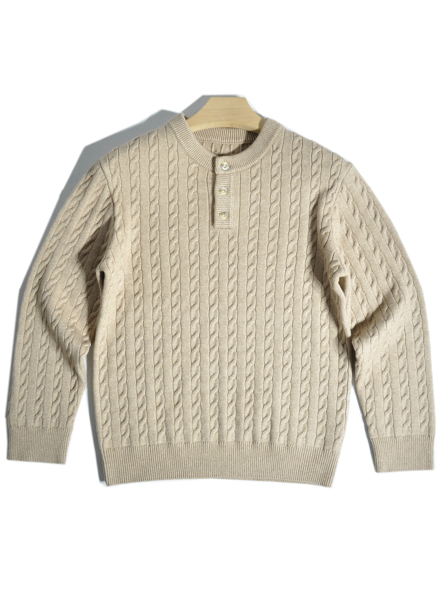 

Повседневный вязаный свитер с воротником «Генри» и бахромой, в художественном стиле, для отдыха, в американском ретро-стиле, с узором в горошек, теплый