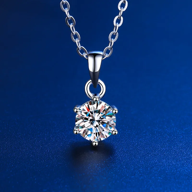 1CT 2CT D Color Moissanite Necklace for Women Flawless Sparkly Simulated Diamond Pendant Sterling Silver 925 Jewelry