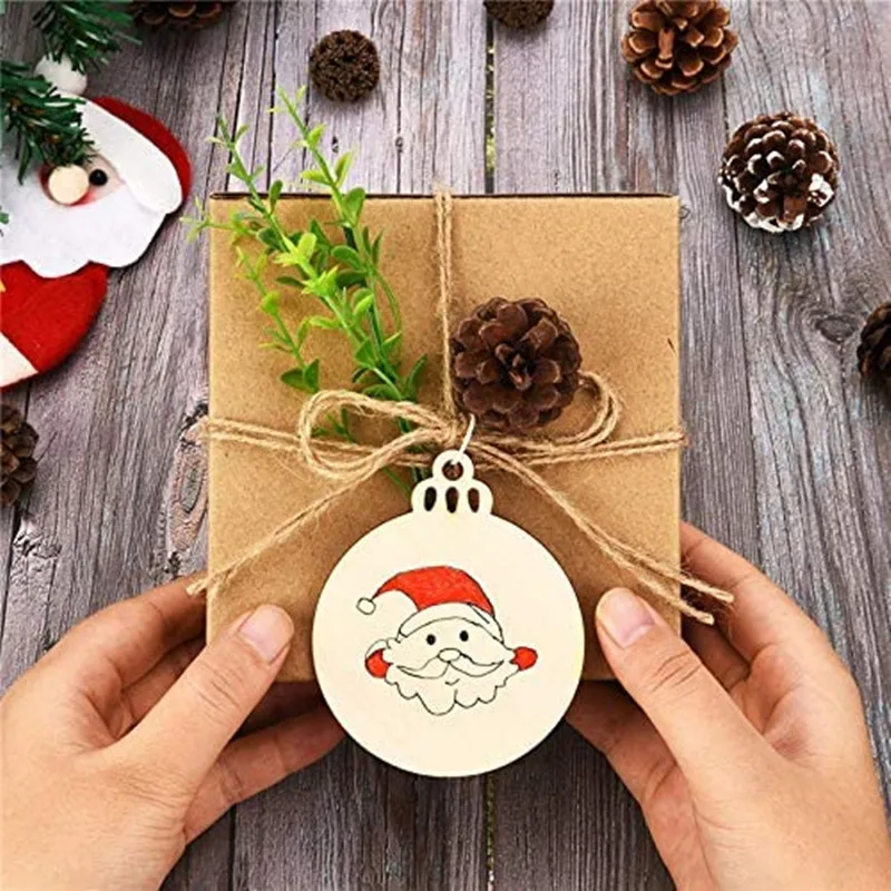 

10pcs Christmas Tree Decoration Christmas tree decorative wood chips Graffiti Christmas Decoration Christmas Gifts Wood Craft