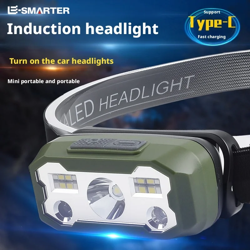 

Dual-Source Induction Headlamp Super Bright Night Fishing Light Specialized Head-Worn Outdoor Mountain Climbing Mini Flashlight