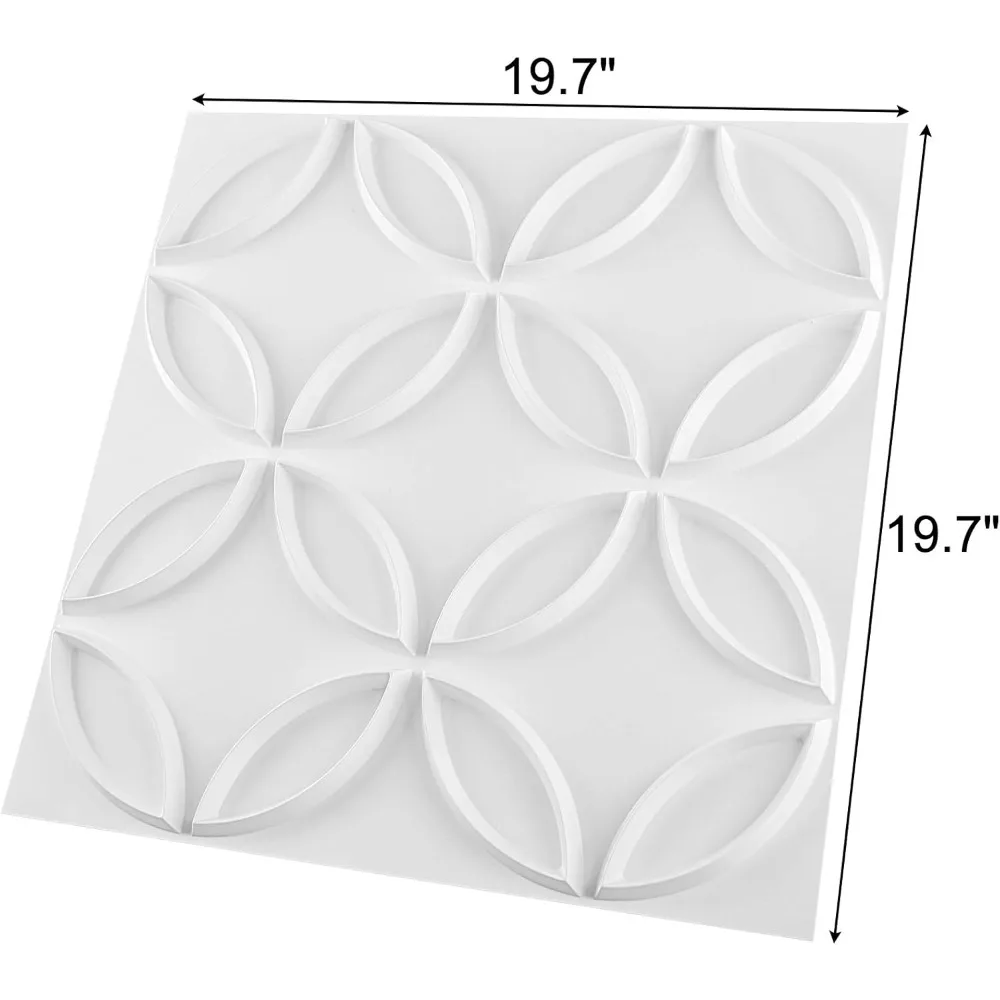 Panel de pared 3D de PVC con círculos entrelazados en cubierta blanca mate de 32 pies cuadrados, para decoración de paredes y techo interior para residencial o