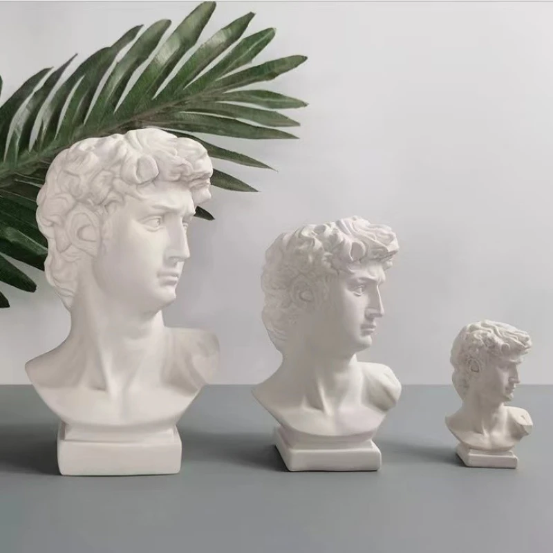 Nordic Portrait Vase Human Head Flower Vase Cachepot Resin David Sculpture Pen Holder Makeup Brush Storage Box Desk Accessories