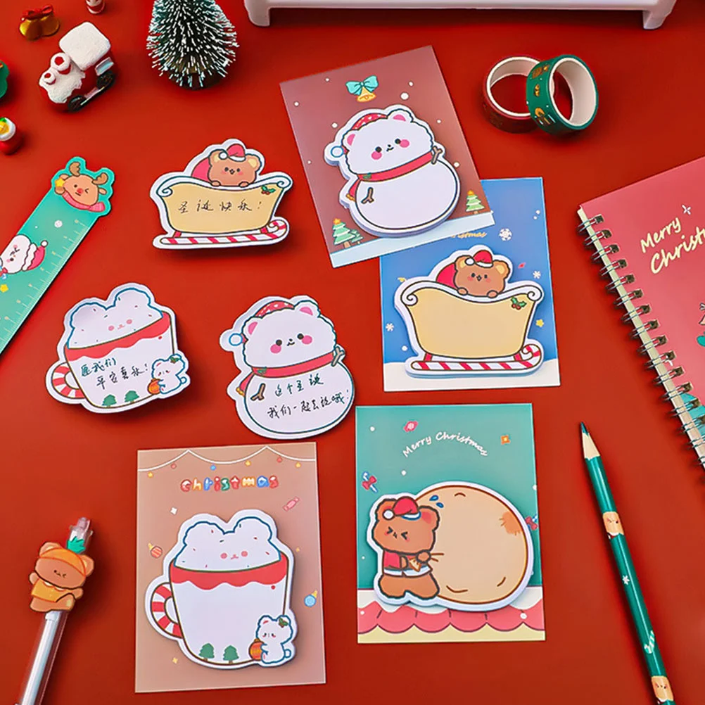 12 Pcs Decorate Note Paper Christmas Sticky Notes Student Sticker for Xmas 11X85X01CM Notepads