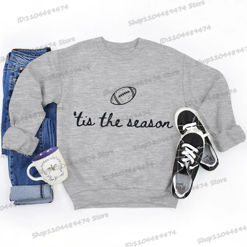 Bluzy damskie z nadrukiem futbolu amerykańskiego na sezon futbolowy, długi rękaw, styl vintage, bluza rugby, odzież sportowa dla fanów na dni meczów futbolowych.