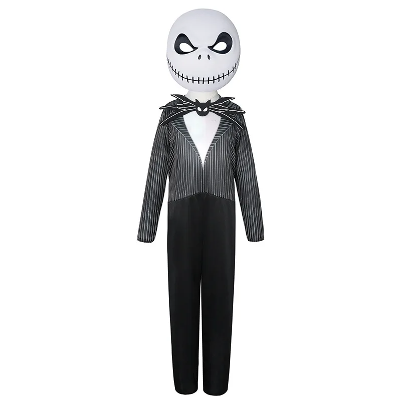 Halloween Jack Cosplay Nightmare Before Christmas pagliaccetto Jack Set di vestiti in cotone a maniche lunghe con camicia pantaloni maschera bambola