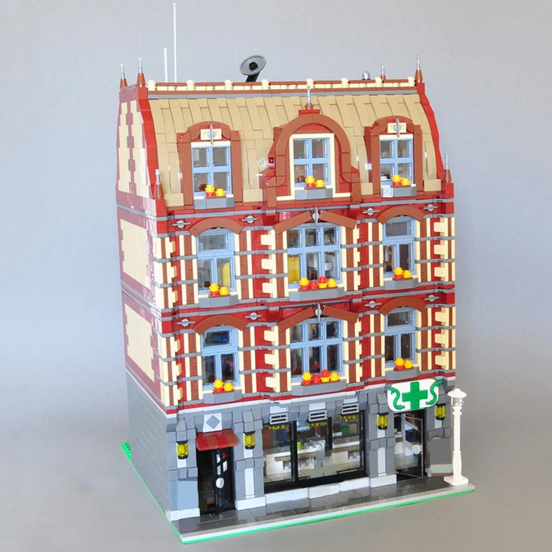 NEUE 6125PCS Stadt Heißer Verkauf Street View Modulare Apotheke modell DIY kreative ideen ChildToy geburtstag Geschenk Bausteine ziegel