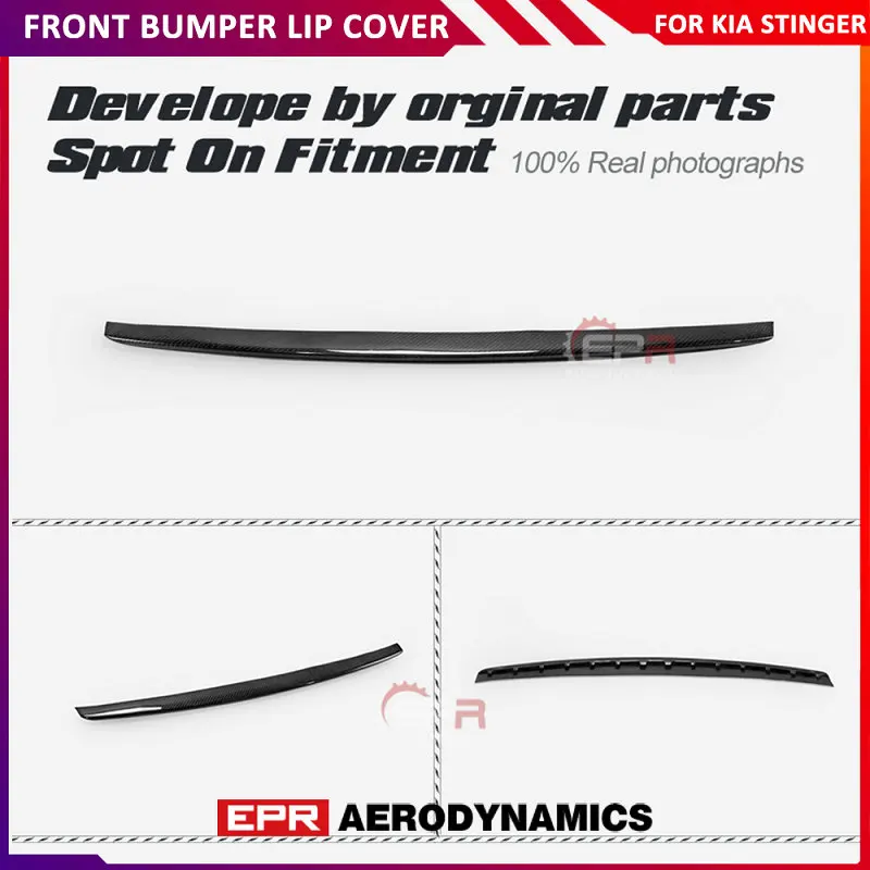 For Kia Stinger EPA Type Carbon Fiber Front Bumper Lip Cover (Replace OEM Front Lip) Glossy Finish Car Accessories