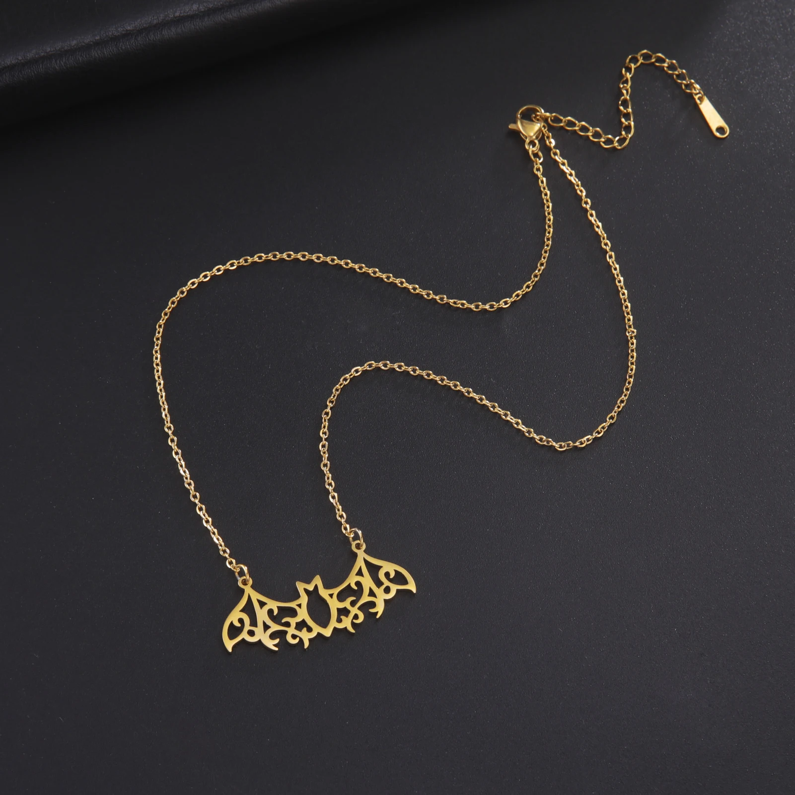 Unift الفولاذ المقاوم للصدأ تخريمية الخفافيش قلادة للنساء مصاص دماء الوحش قلادة المختنق الشرير القوطية بيان مجوهرات هدية الهالوين #5