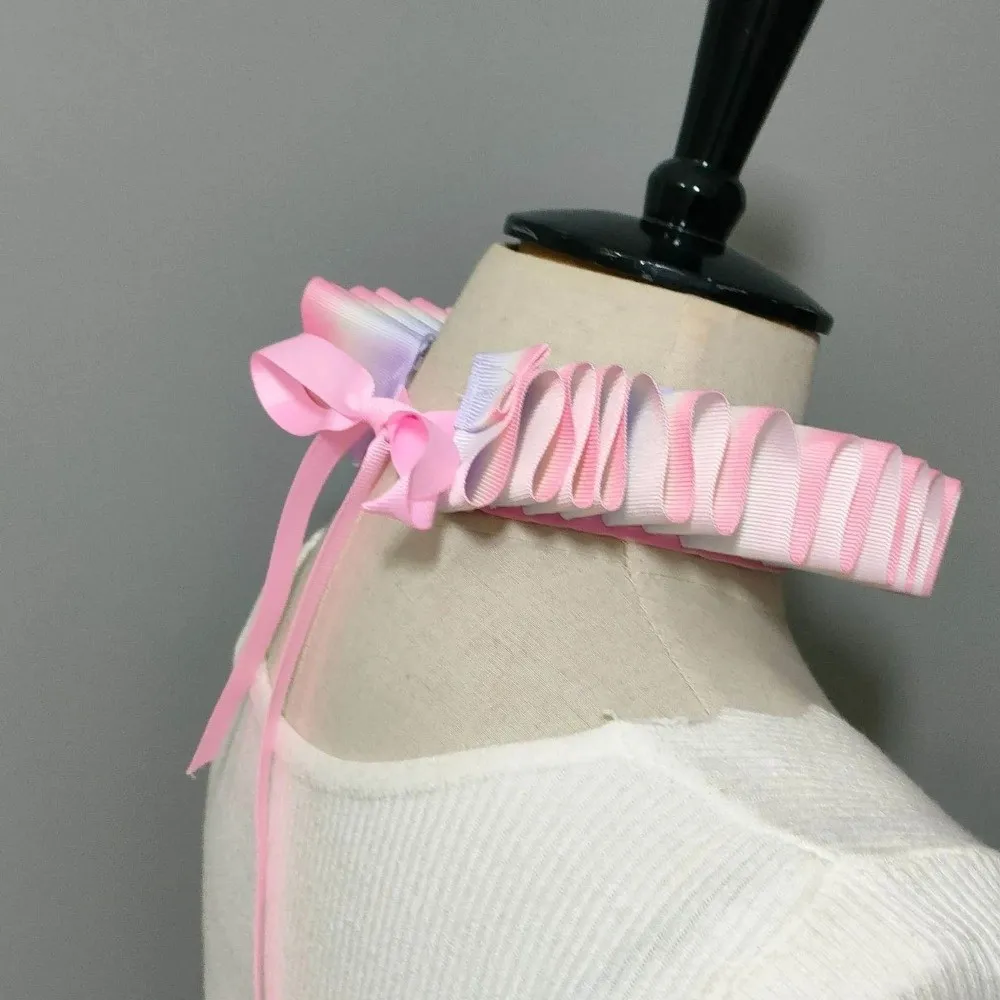 Lace Design Fake Collar Multi-layer Construction Ruffled Style Decorative Collar Elegant Adjustable Neck Collar