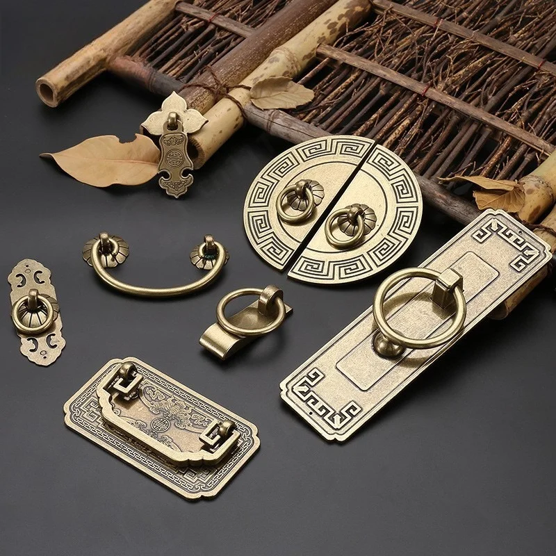 Vintage Chinese Cabinet Pulls, Antique Bronze Zinc Alloy Handles for Drawer Wardrobe Shoe Cabinet Door