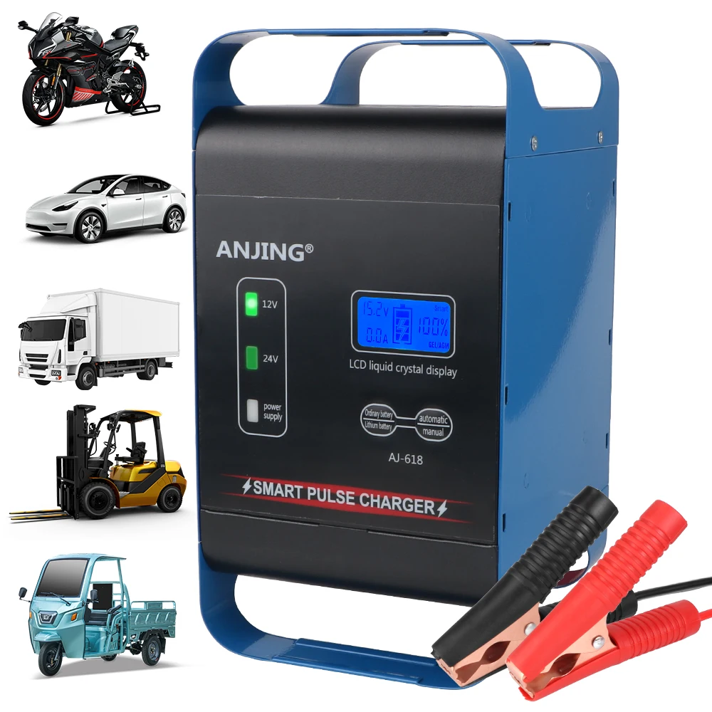 400W Powerful LED Display Smart Car Battery Charger Multifunctional For Motorcycle SUV Truck Car Battery Intelligent 12V 24V