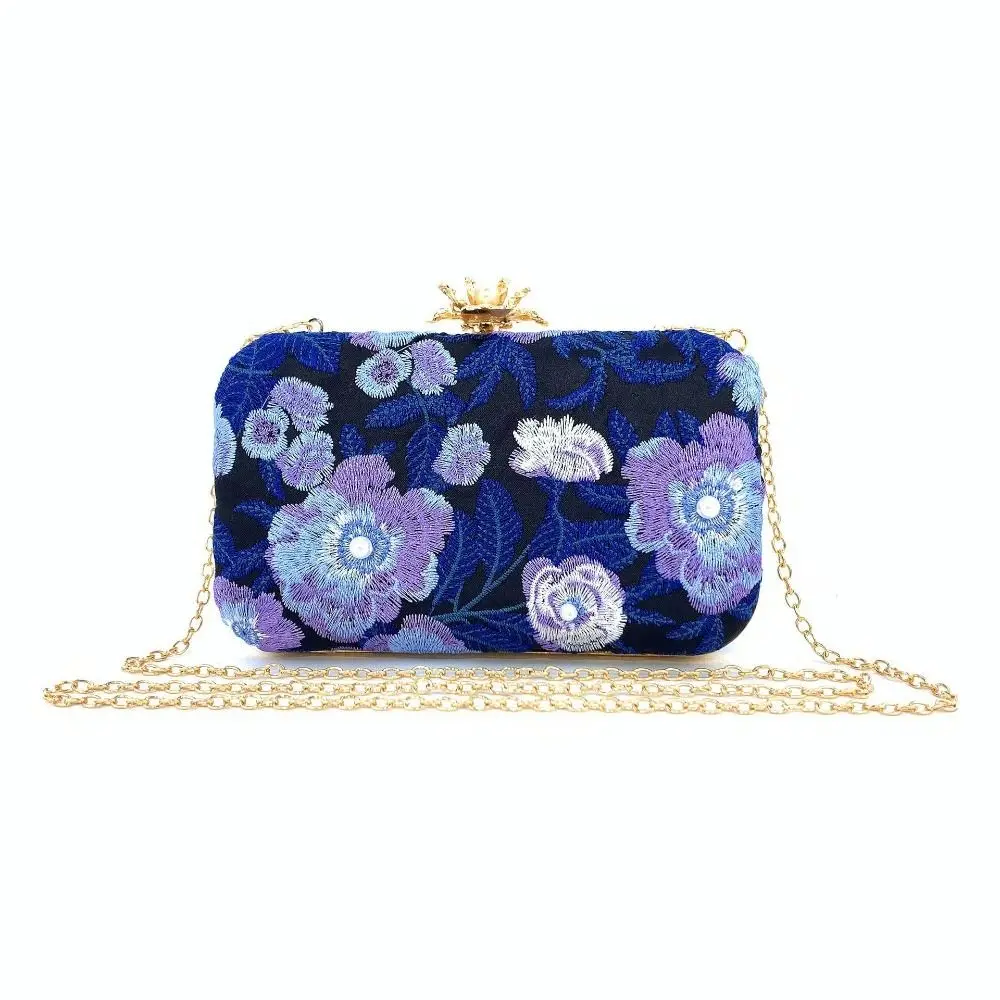 Vintage Evening Bag Small Shell Bags Chain Women Shoulder Crossbody Bag Embroidery Women's Handbags Purses