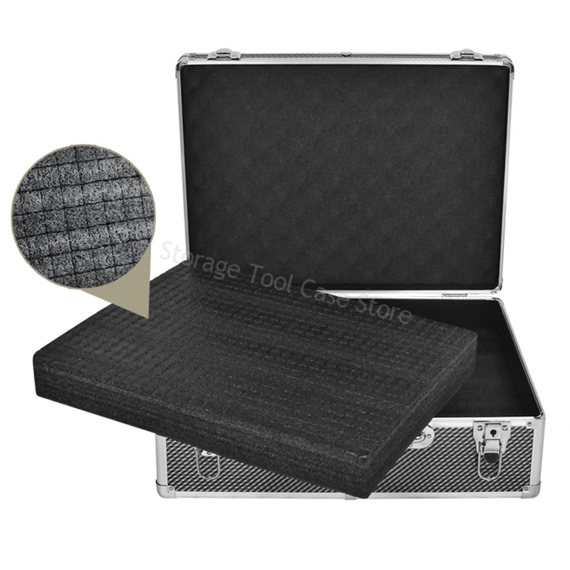 Aluminum Tool Box Carbon Fiber Metal Tools Case Portable Storage Suitcase Safety Instrument Hard Case Aluminum Toolbox Organizer