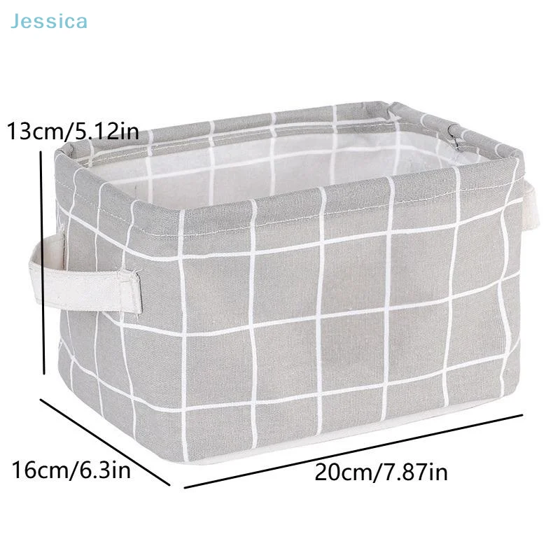 ♥ سلة تخزين أشتات من نسيج القطن والكتان قابلة للطي للمنزل وغرفة النوم والخزانة (الدب القطبي/المتقلب/تصاميم منقطة بولكا)