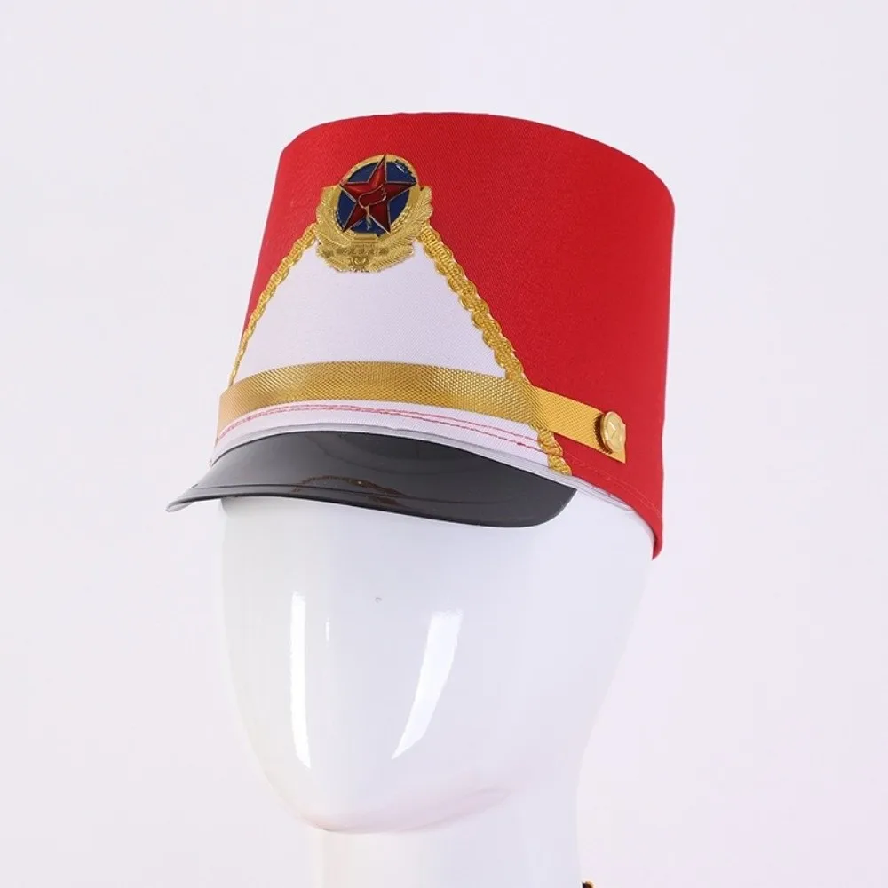 Stylish Drummer Hat Striped Marching Band Guard Parade Cap Nutcrackers-hat Party Carnival Cosplay