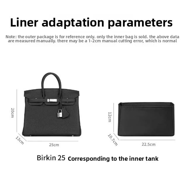 Bag Organizer Insert for Birkin 25 Nylon Storage Platinum Bag Support orderly Storage Neat Inner Modification Bag Accessories