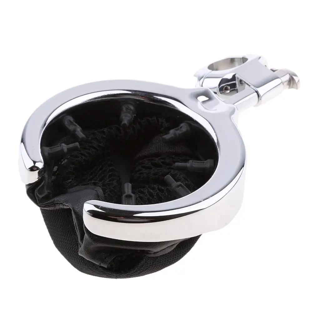 7/8'' & 1'' Universal Motorcycle Bike Cup Holder Chrome Handlebar Drink Bottle Holder with Mesh Basket