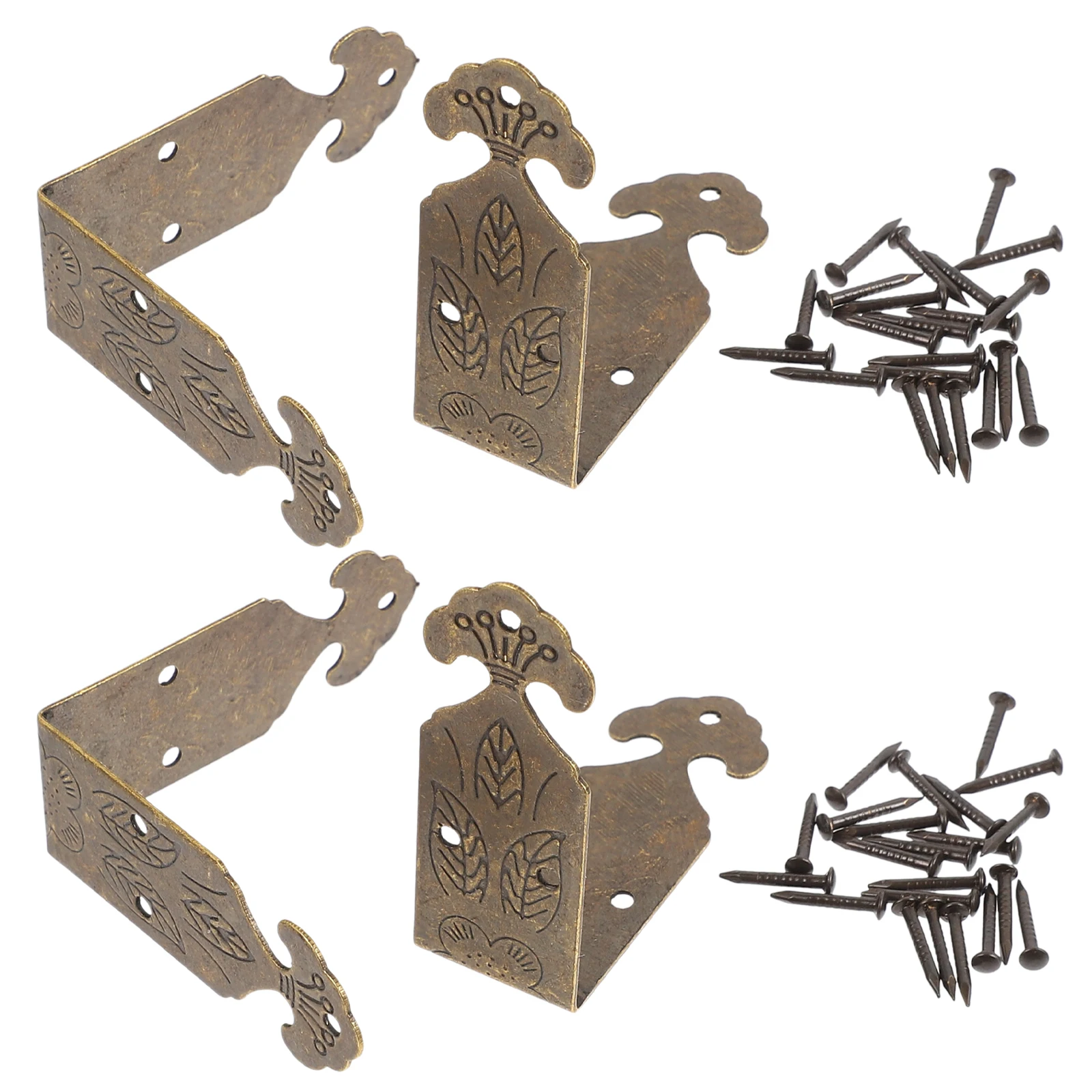 

4 set Copper- Corner Pieces Vintage Brass Protectors for Jewelry Boxes Wood Projects Design Stable Installation