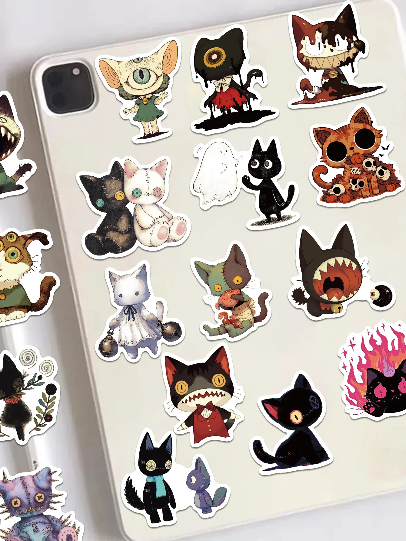 50pcs Eerie Cat sticker Gothic decorative suitcase skateboard guitar DIY waterproof sticker