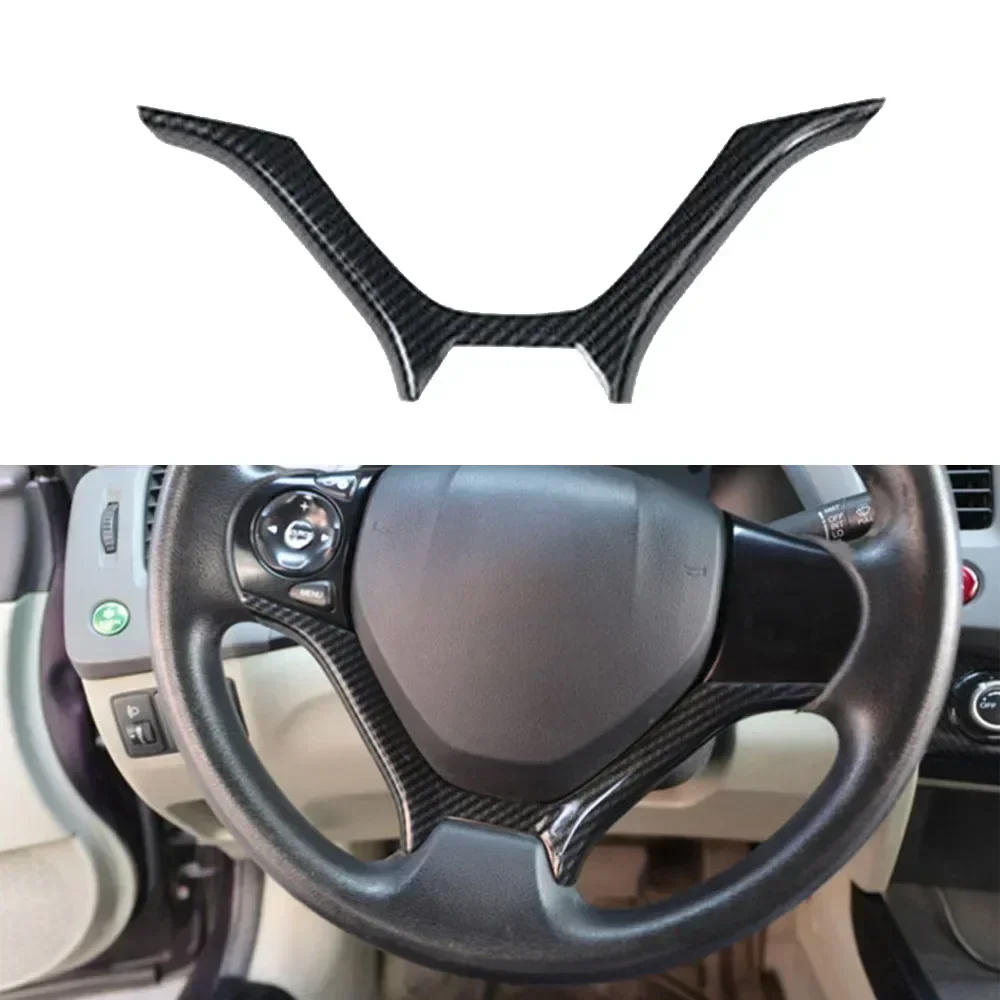 Carbon Fiber Steering Wheel U Type Cover Trim Fit For HONDA Civic 9th 2012-2015 Car Styling Steering Wheel Cover Accessories